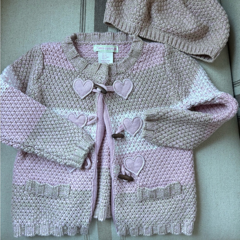 Pink & Beige Kid Sweater Set